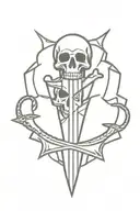 dagger with skull tattoo design idea