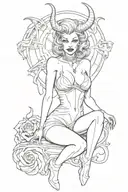 Devil pinup girl tattoo design idea