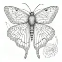 slender moth open wings tattoo design idea