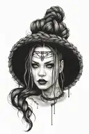 woman face braids tattoo design idea