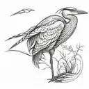blue heron tattoo design idea