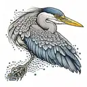 blue heron tattoo design idea