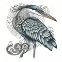 blue heron tattoo design idea