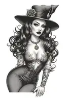 pinup girl goth tattoo design idea