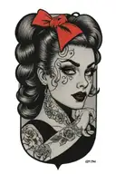pinup girl goth black eyes tattoo design idea