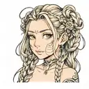 beautiful woman face braids tattoo design idea