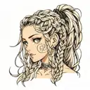 beautiful woman face braids tattoo design idea