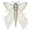slender moth open wings tattoo design idea