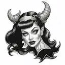 pinup girl goth demonic tattoo design idea