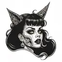 pinup girl goth demonic tattoo design idea