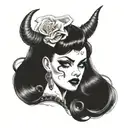 pinup girl goth demonic tattoo design idea