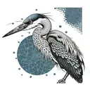 blue heron tattoo design idea