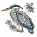 blue heron tattoo design idea