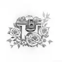 forget-me-not memory father camera  tattoo design idea