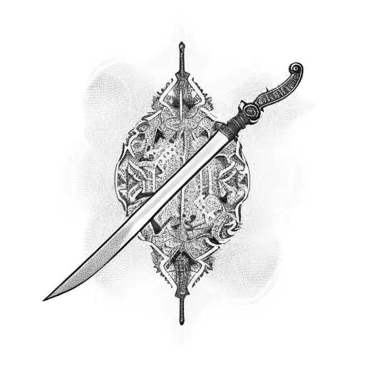  sword and butterfly  tattoo design idea