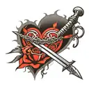 sword going through a heart and a chain on top tattoo design idea