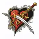 sword going through a heart and a chain on top tattoo design idea