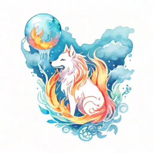 howl and calcifer howls moving tattoo design idea