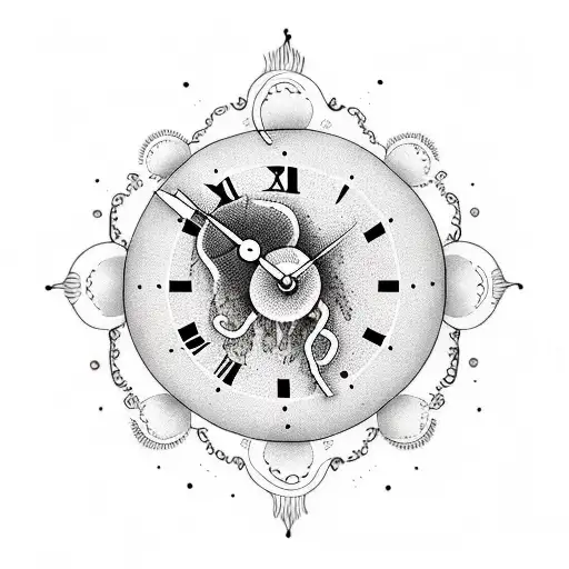 clock with jellyfish with word hope and let go. tattoo design idea