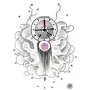 future clock with jellyfish with word hope and let go. tattoo design idea