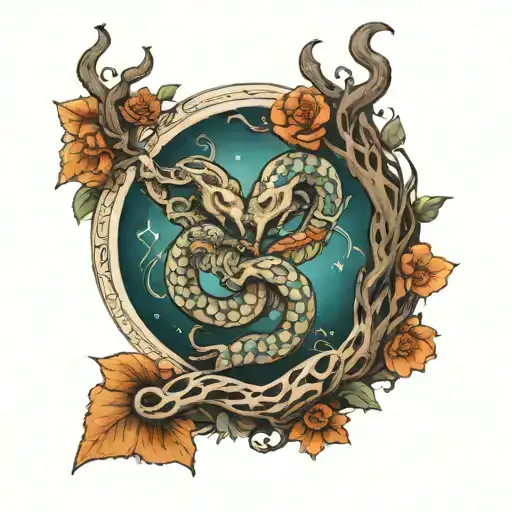 Gemini mycelium serpent tattoo design idea