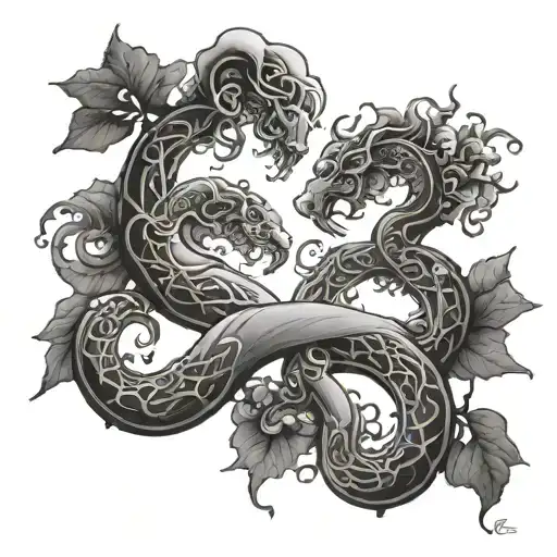 Gemini, mycelium, year of the serpent  tattoo design idea