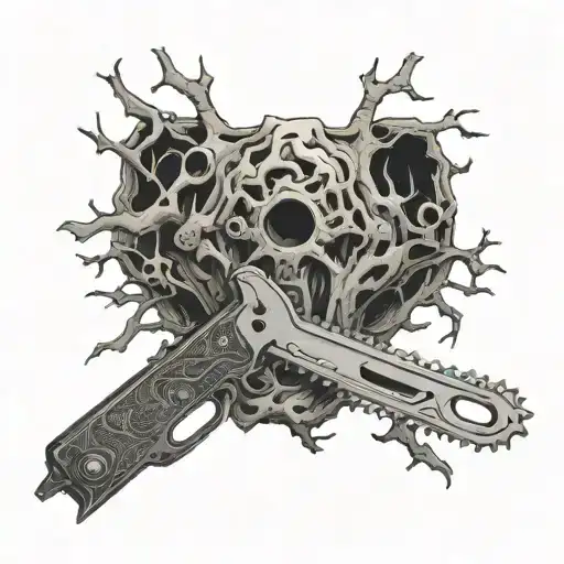 Gemini, mycelium, chainsaw tattoo design idea