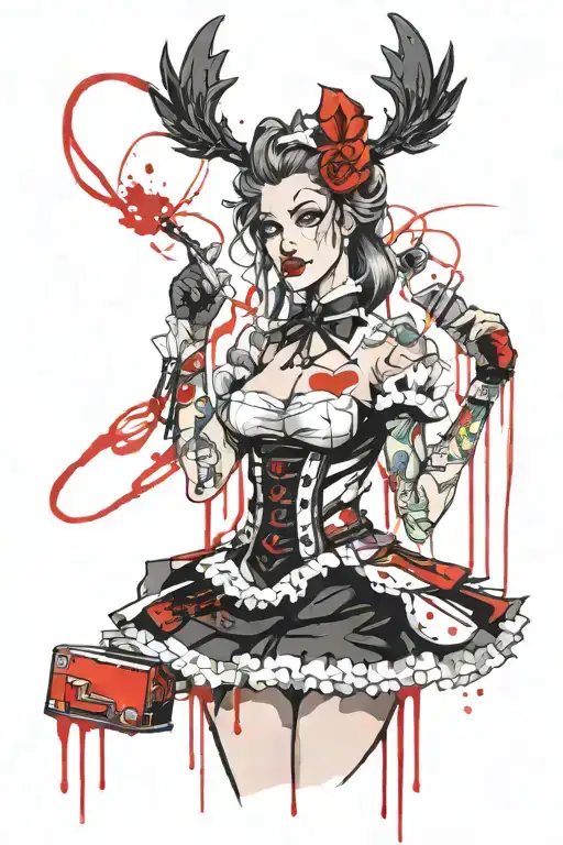 sissy maid in chastity cage tattoo design idea
