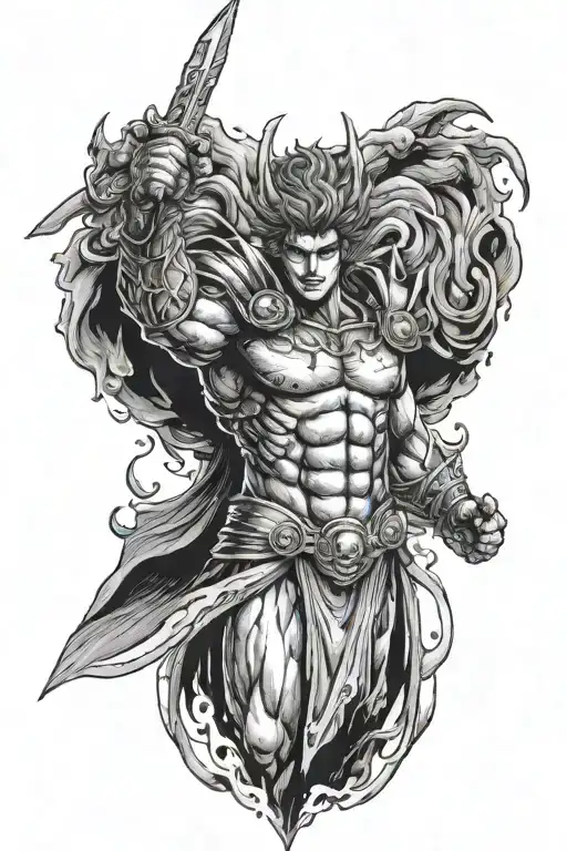 hades video game style berserk manga tattoo design idea