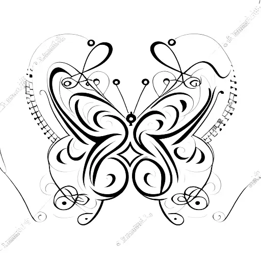 Musical notes forming the shape of a butterfly tattoo design idea