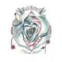 bad bitch in cursive tattoo design idea