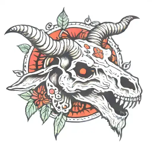 goat skull tattoo design idea