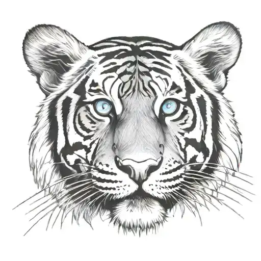 tiger with blue eyes tattoo design idea