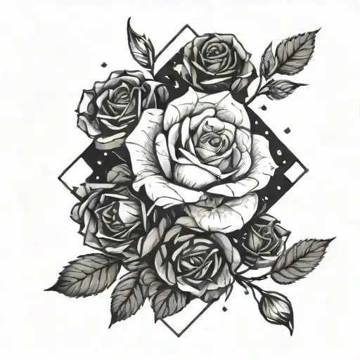galaxy and roses tattoo design idea