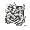 Michelangelo hands with flame on fingertip  tattoo design idea