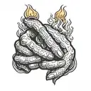 Michelangelo hands with flame on fingertip  tattoo design idea