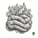 Michelangelo hands with flame on fingertip  tattoo design idea