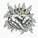 Michelangelo hands with flame on fingertip  tattoo design idea