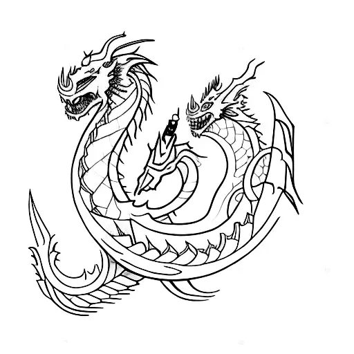 book, magic, dragon, sword tattoo design idea