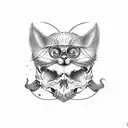 skull and cat tattoo design idea