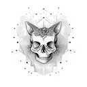 skull and cat tattoo design idea