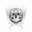 skull and cat tattoo design idea