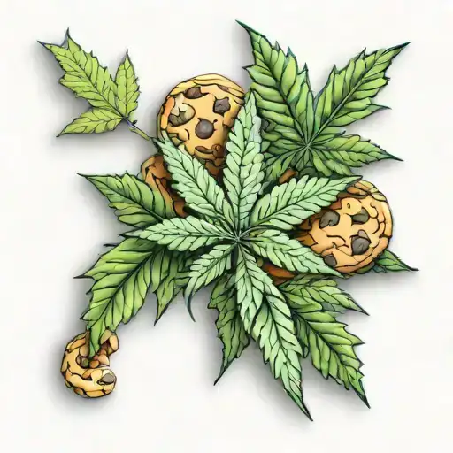 Marijuana leaf  and cookies  tattoo design idea