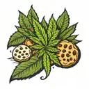Marijuana leaf  and cookies  tattoo design idea