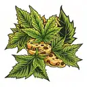 Marijuana leaf  and cookies  tattoo design idea