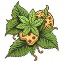 Marijuana leaf  and cookies  tattoo design idea
