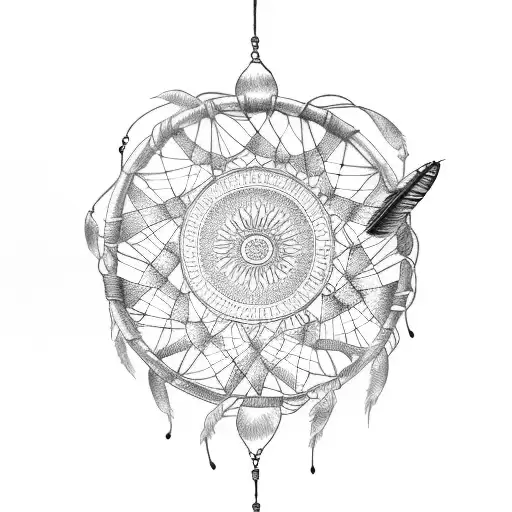 dream catcher  with names tattoo design idea