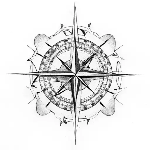 A map of Naples with a compass rose tattoo design idea
