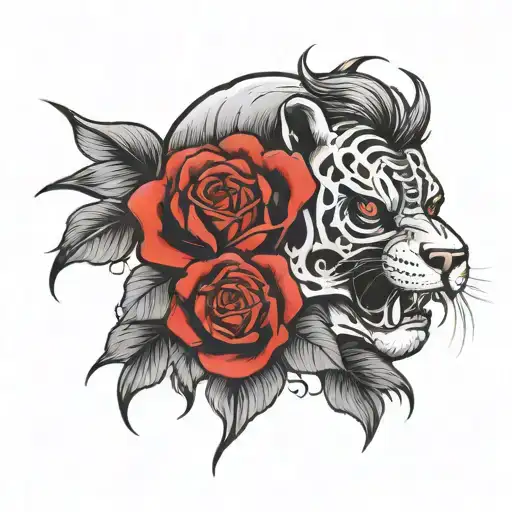 rose skull lion tiger samurai warrior tattoo design idea