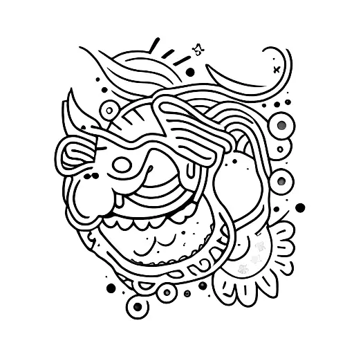 magnolia, daisy, wave, sushi, moon, burger,otter, motorcycle, tattoo design idea